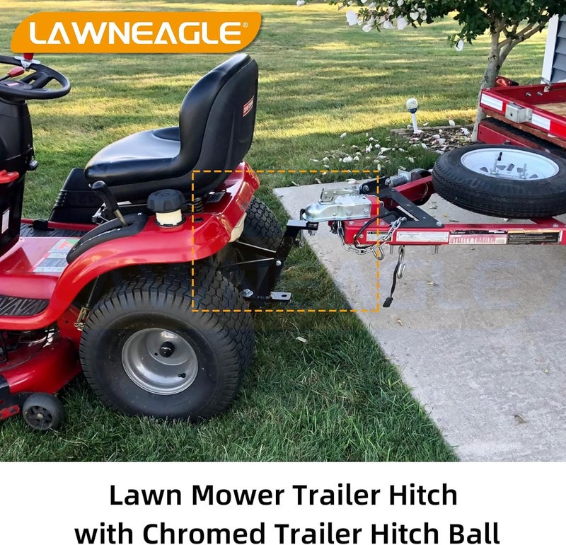 LANEAGLE Lawn Mower Trailer Hitch with Chromed Ball Hitch 2,000 lbs (1-7/8"x3/4"x2") for Cub Cadet, Husqvarna, Huskee, Craftsman and Most Conventional Lawn Mowers - Image 2